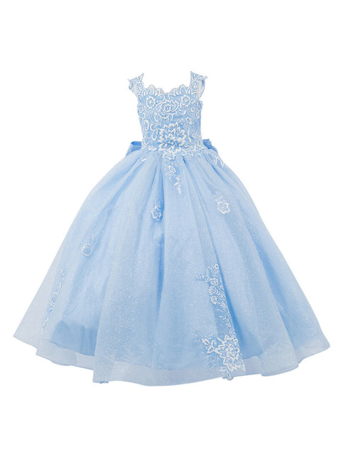 Girls Multi Color 3D Puff Print Sparkling Corset Back Flower Girl Dress 2-16 - SophiasStyle.com