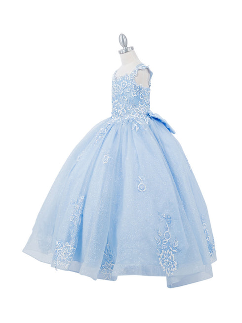 Girls Multi Color 3D Puff Print Sparkling Corset Back Flower Girl Dress 2-16 - SophiasStyle.com