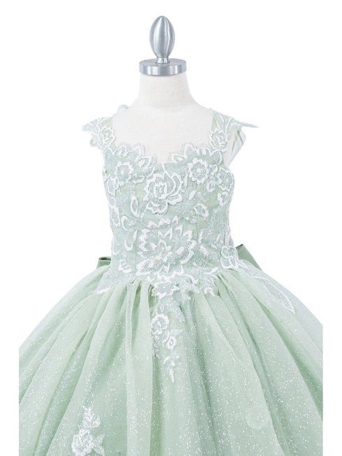 Girls Multi Color 3D Puff Print Sparkling Corset Back Flower Girl Dress 2-16 - SophiasStyle.com