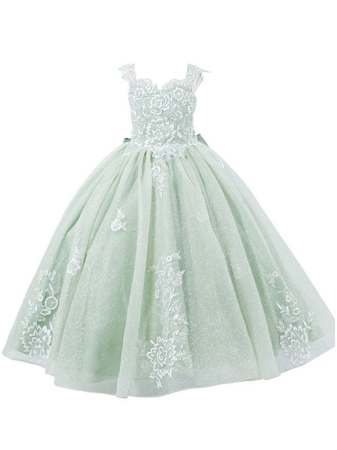 Girls Multi Color 3D Puff Print Sparkling Corset Back Flower Girl Dress 2-16 - SophiasStyle.com