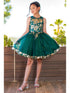 Girls Hunter Green Satin Glitter Tulle Gold Lace Party Dress 2-16 - SophiasStyle.com model 2