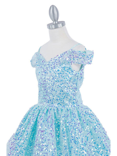 Girls Rainbow Sequin Off Shoulder Short Party Dress, Sizes 2-16 - SophiasStyle.com
