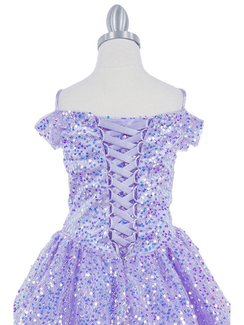 Girls Rainbow Sequin Off Shoulder Short Party Dress, Sizes 2-16 - SophiasStyle.com