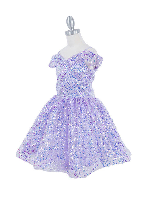 Girls Rainbow Sequin Off Shoulder Short Party Dress, Sizes 2-16 - SophiasStyle.com