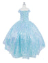 Girls Rainbow Sequin Glitter Tulle Off Shoulder Sweep Train Ball Gown, Sizes 2-16 - SophiasStyle.com