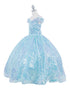 Girls Rainbow Sequin Glitter Tulle Off Shoulder Sweep Train Ball Gown, Sizes 2-16 - SophiasStyle.com