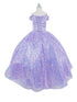 Girls Rainbow Sequin Glitter Tulle Off Shoulder Sweep Train Ball Gown, Sizes 2-16 - SophiasStyle.com