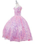 Girls Rainbow Sequin Glitter Tulle Off Shoulder Sweep Train Ball Gown, Sizes 2-16 - SophiasStyle.com