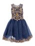 Girls Navy Illusion Two Tone Golden Lace Glittered Tulle Party Dress, Sizes 2-16 - SophiasStyle.com