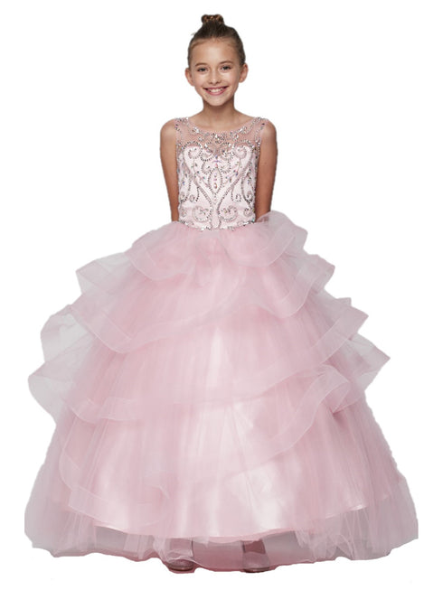 Girls Multi Color Jewel Bodice Ocean Waves Skirt Junior Bridesmaid Dress 2-20 - SophiasStyle.com