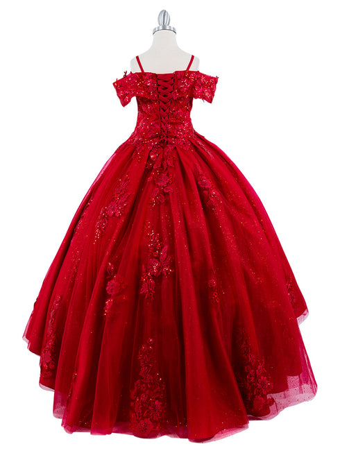 Girls Bliss Multi Color Sweetheart Sequin Glitter Lace Train Ball Gown 2-16 - SophiasStyle.com