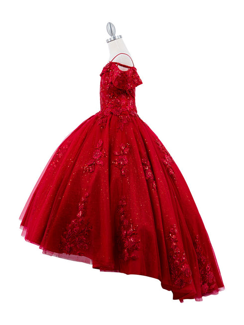Girls Bliss Multi Color Sweetheart Sequin Glitter Lace Train Ball Gown 2-16 - SophiasStyle.com