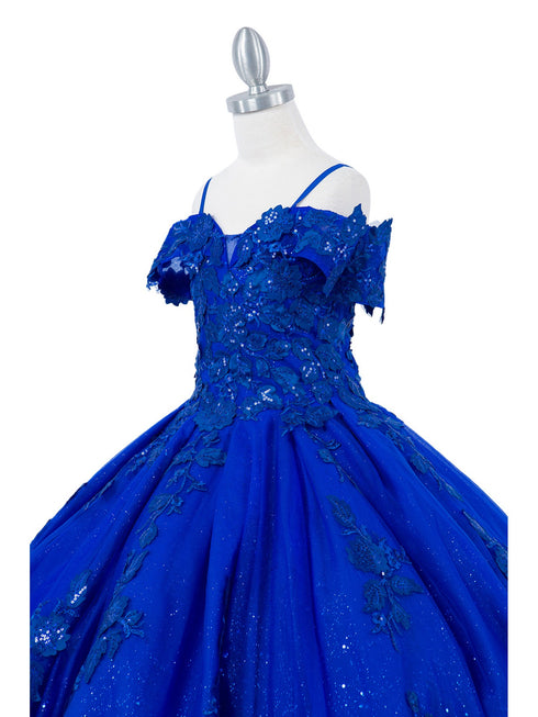 Girls Bliss Multi Color Sweetheart Sequin Glitter Lace Train Ball Gown 2-16 - SophiasStyle.com