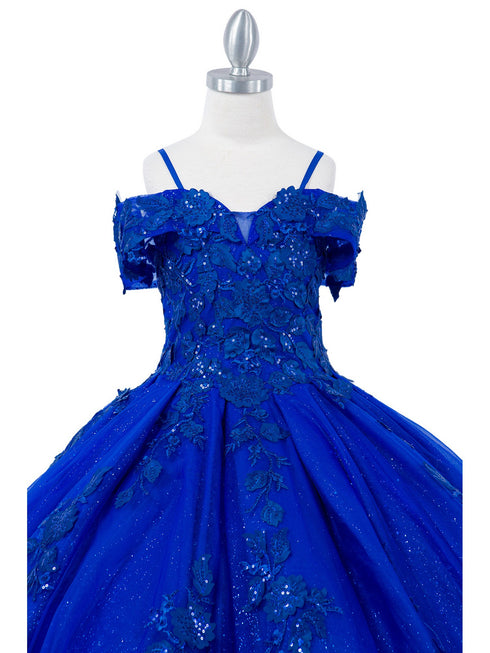 Girls Bliss Multi Color Sweetheart Sequin Glitter Lace Train Ball Gown 2-16 - SophiasStyle.com
