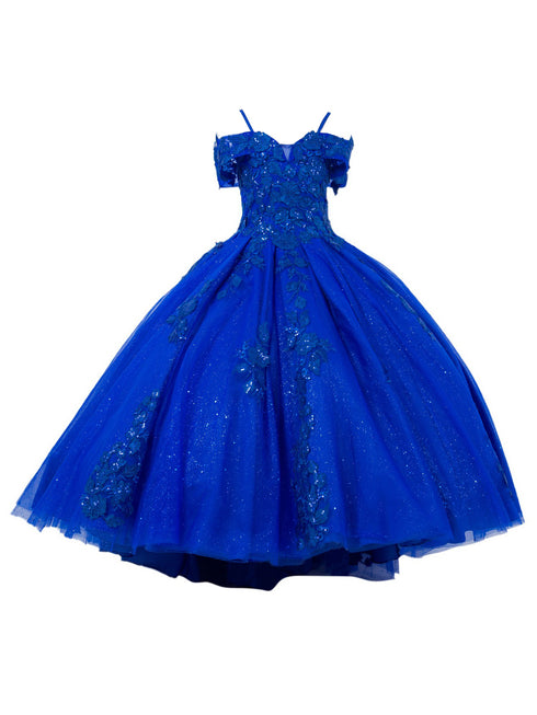 Girls Bliss Multi Color Sweetheart Sequin Glitter Lace Train Ball Gown 2-16 - SophiasStyle.com