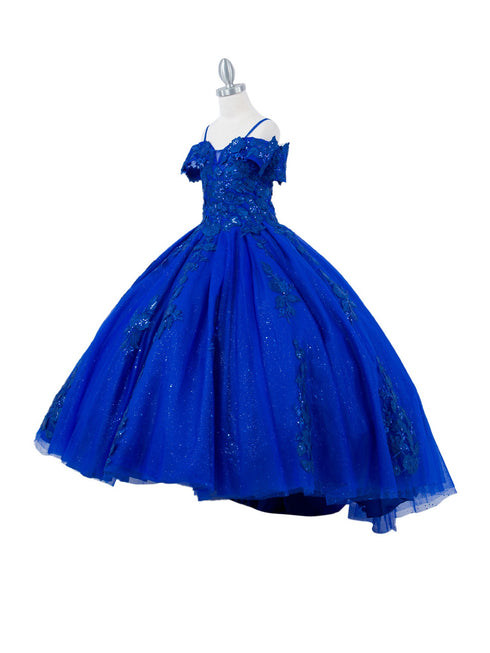 Girls Bliss Multi Color Sweetheart Sequin Glitter Lace Train Ball Gown 2-16 - SophiasStyle.com
