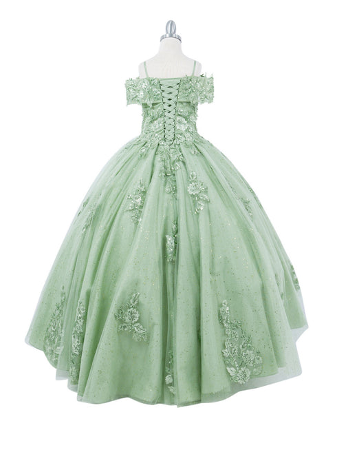 Girls Bliss Multi Color Sweetheart Sequin Glitter Lace Train Ball Gown 2-16 - SophiasStyle.com