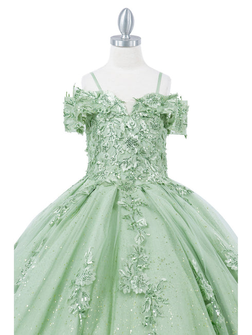 Girls Bliss Multi Color Sweetheart Sequin Glitter Lace Train Ball Gown 2-16 - SophiasStyle.com
