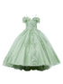 Girls Bliss Multi Color Sweetheart Sequin Glitter Lace Train Ball Gown 2-16 - SophiasStyle.com