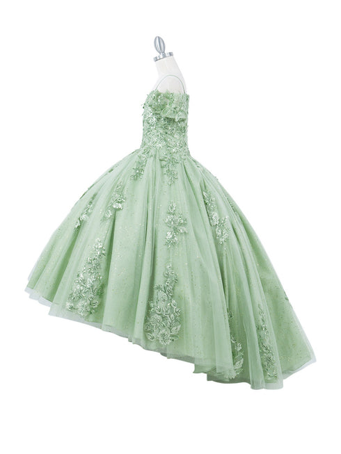 Girls Bliss Multi Color Sweetheart Sequin Glitter Lace Train Ball Gown 2-16 - SophiasStyle.com