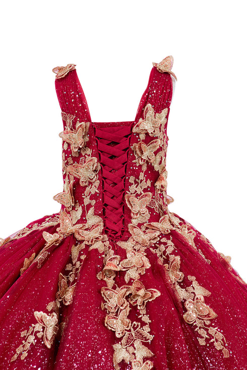 Bliss Multi-Color Metallic 3D Butterflies Glitter Tulle Pageant Princess Dress Gown 2-16 - SophiasStyle.com