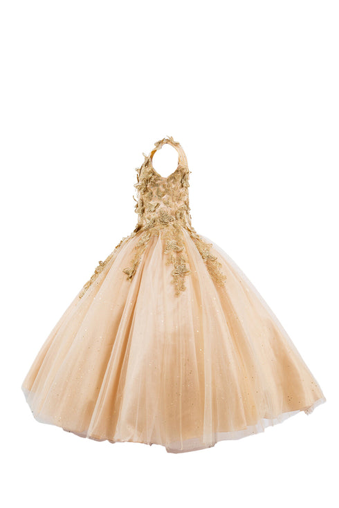 Bliss Multi-Color Metallic 3D Butterflies Glitter Tulle Pageant Princess Dress Gown 2-16 - SophiasStyle.com