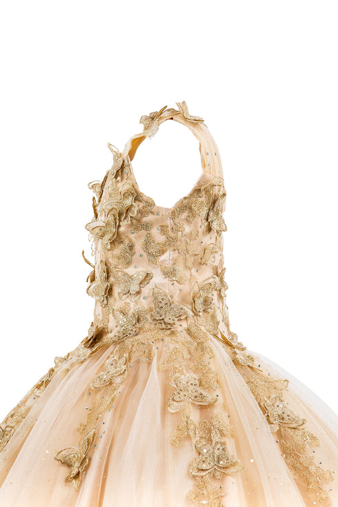 Bliss Multi-Color Metallic 3D Butterflies Glitter Tulle Pageant Princess Dress Gown 2-16 - SophiasStyle.com