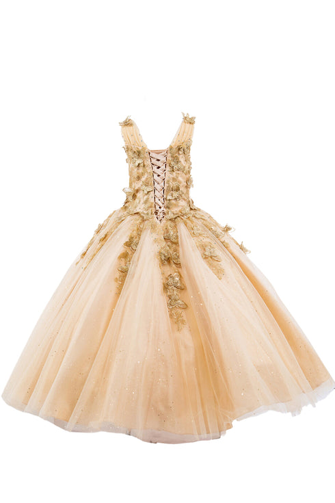 Bliss Multi-Color Metallic 3D Butterflies Glitter Tulle Pageant Princess Dress Gown 2-16 - SophiasStyle.com