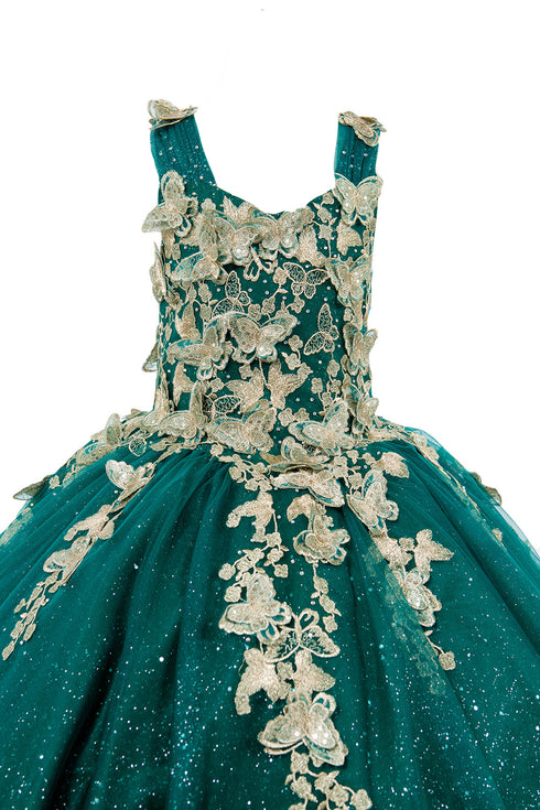 Bliss Multi-Color Metallic 3D Butterflies Glitter Tulle Pageant Princess Dress Gown 2-16 - SophiasStyle.com