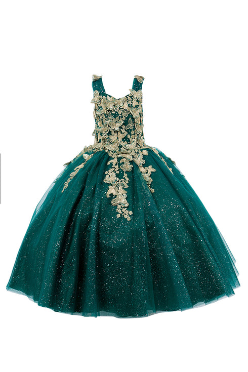 Bliss Multi-Color Metallic 3D Butterflies Glitter Tulle Pageant Princess Dress Gown 2-16 - SophiasStyle.com
