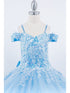 Girls Multi Color Bliss Mini Quince Off-Shoulder Tail Pageant Dress 2-16 - SophiasStyle.com