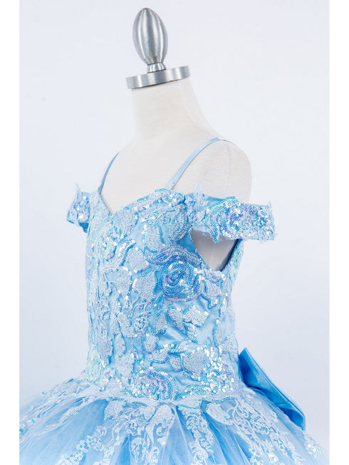 Girls Mini Quince Off-Shoulder Tail Pageant Dress 6-12