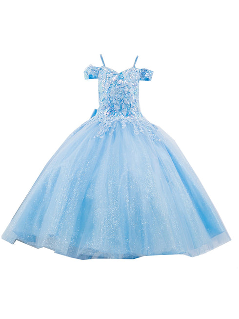 Girls Mini Quince Off-Shoulder Tail Pageant Dress 6-12