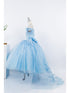 Girls Mini Quince Off-Shoulder Tail Pageant Dress 6-12