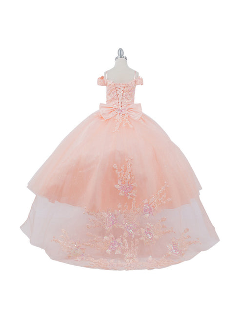 Girls Multi Color Bliss Mini Quince Off-Shoulder Tail Pageant Dress 2-16 - SophiasStyle.com