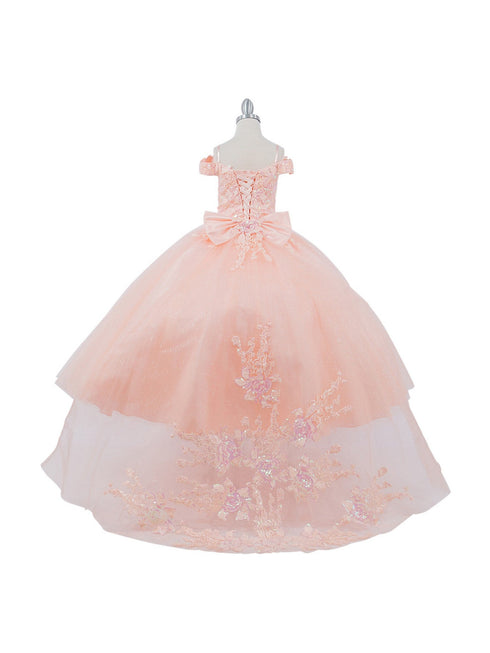 Girls Multi Color Bliss Mini Quince Off-Shoulder Tail Pageant Dress 2-16 - SophiasStyle.com