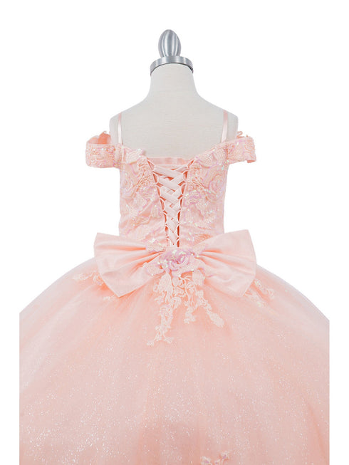 Girls Multi Color Bliss Mini Quince Off-Shoulder Tail Pageant Dress 2-16 - SophiasStyle.com
