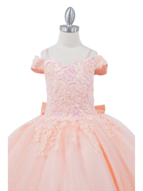 Girls Multi Color Bliss Mini Quince Off-Shoulder Tail Pageant Dress 2-16 - SophiasStyle.com