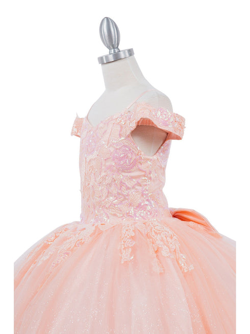 Girls Multi Color Bliss Mini Quince Off-Shoulder Tail Pageant Dress 2-16 - SophiasStyle.com