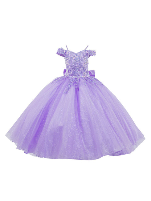 Girls Multi Color Bliss Mini Quince Off-Shoulder Tail Pageant Dress 2-16 - SophiasStyle.com