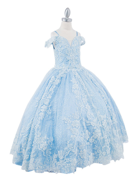 Bliss Girls 3D Puff Print Effect Glitter Tulle Ball Gown, Sizes 2-16 - SophiasStyle.com
