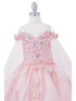 Bliss Girls Organza Butterfly Off Shoulder Party Dress with Detachable Sleeves, Sizes 2-16 - SophiasStyle.com