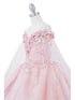 Bliss Girls Organza Butterfly Off Shoulder Party Dress with Detachable Sleeves, Sizes 2-16 - SophiasStyle.com