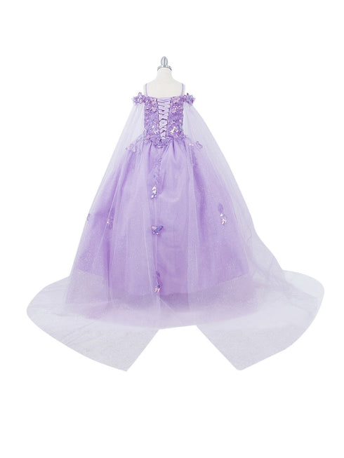 Bliss Girls Organza Butterfly Off Shoulder Party Dress with Detachable Sleeves, Sizes 2-16 - SophiasStyle.com