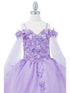 Bliss Girls Organza Butterfly Off Shoulder Party Dress with Detachable Sleeves, Sizes 2-16 - SophiasStyle.com