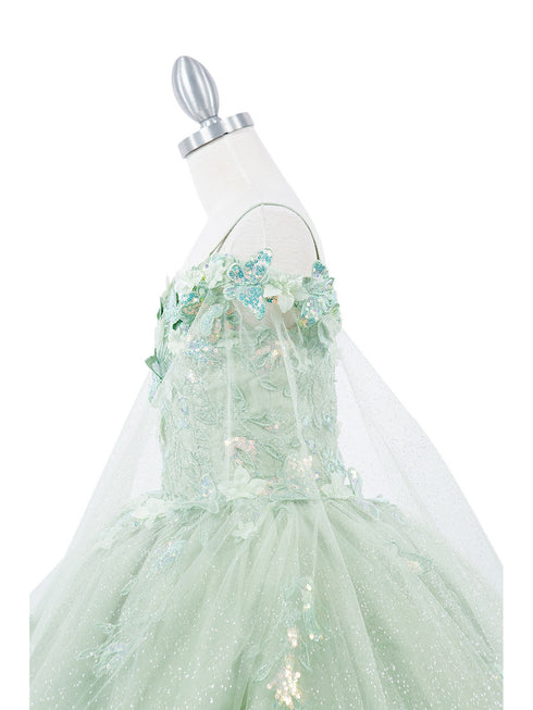 Bliss Girls Organza Butterfly Off Shoulder Party Dress with Detachable Sleeves, Sizes 2-16 - SophiasStyle.com