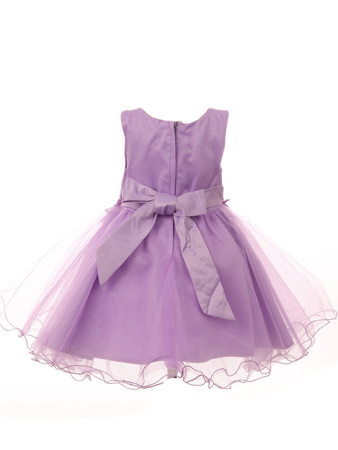 Baby Girls Lilac Glitter Tulle Pearls Lace Easter Flower Girl Dress 3-24M back - SophiasStyle.com