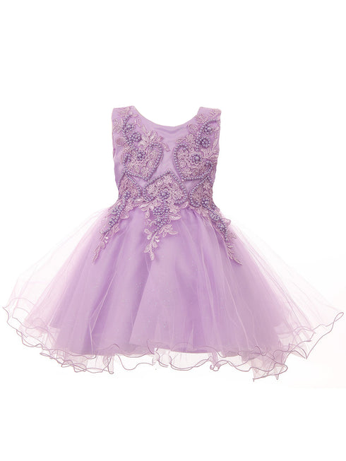 Baby Girls Lilac Glitter Tulle Pearls Lace Easter Flower Girl Dress 3-24M - SophiasStyle.com