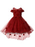 Girls Burgundy Lala & Erina Lace Applique Hi-Low Flower Girl Dress 2-12 - SophiasStyle.com