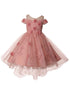 Girls Dusty Rose Lala & Erina Lace Applique Hi-Low Flower Girl Dress 2-12 - SophiasStyle.com